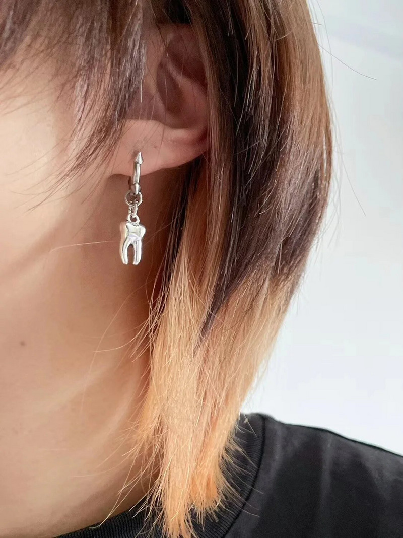 Gothic Jewelry Zobu Auskari Grunge Rock Aksesuāri Piekariņi Stīpas Auskari Sievietēm Panka Korejas modes Auskari