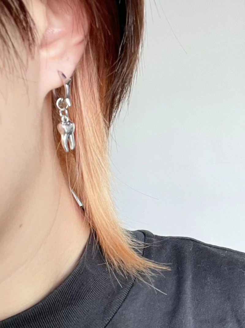 Gothic Jewelry Zobu Auskari Grunge Rock Aksesuāri Piekariņi Stīpas Auskari Sievietēm Panka Korejas modes Auskari