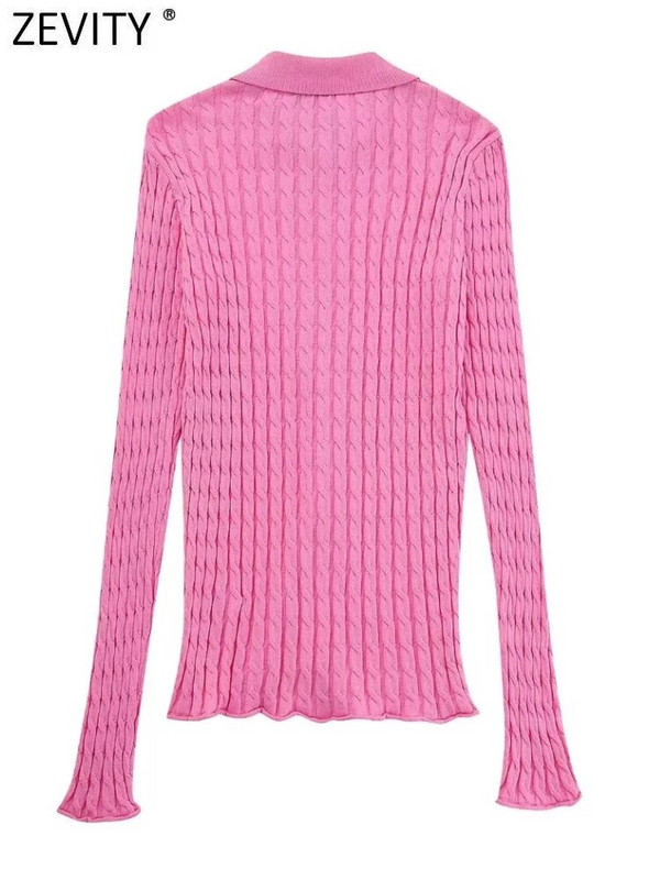 ZEVITY Ženska modna pletena vesta s dugim rukavima s osam niti dugmadi, tanka gornja odjeća s dugim rukavima, šik majice SW4792