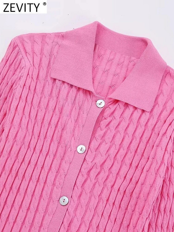 ZEVITY Ženska modna pletena vesta s dugim rukavima s osam niti dugmadi, tanka gornja odjeća s dugim rukavima, šik majice SW4792