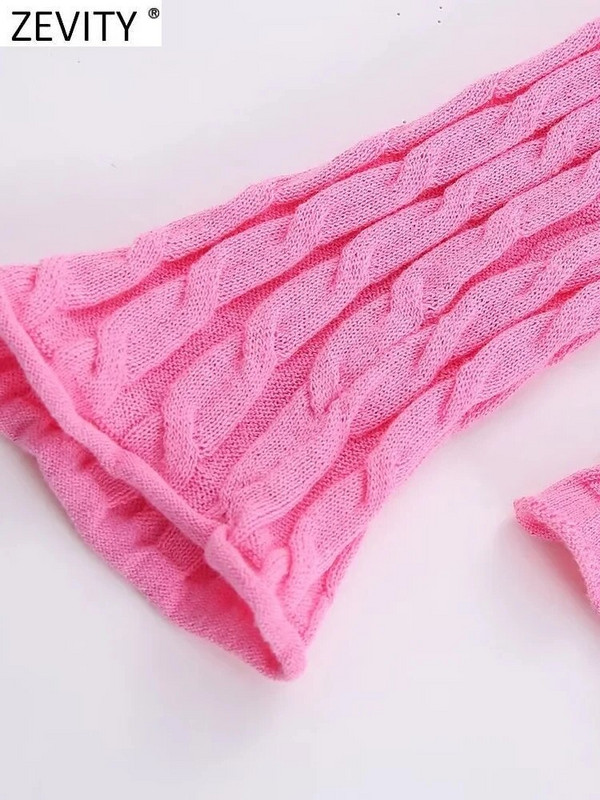 ZEVITY Ženska modna pletena vesta s dugim rukavima s osam niti dugmadi, tanka gornja odjeća s dugim rukavima, šik majice SW4792