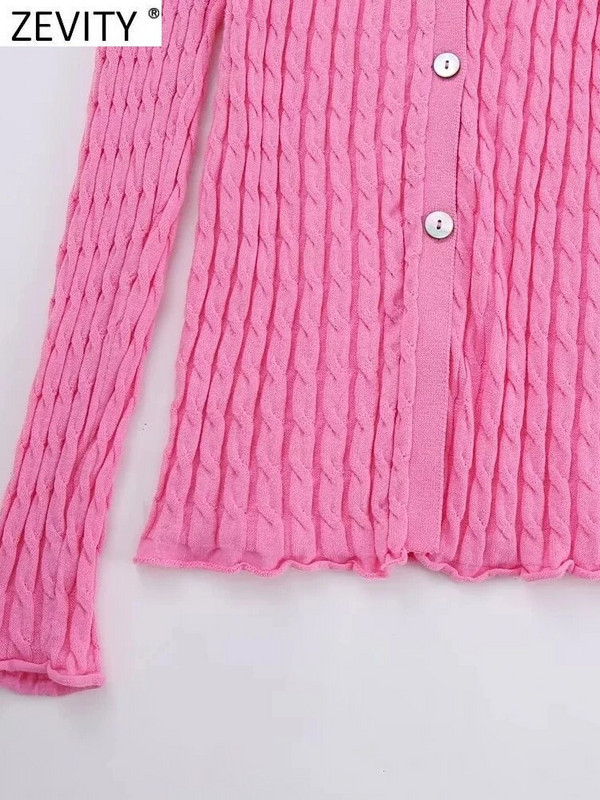 ZEVITY Ženska modna pletena vesta s dugim rukavima s osam niti dugmadi, tanka gornja odjeća s dugim rukavima, šik majice SW4792