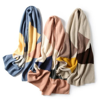 2020 кариран кашмирен дамски плетен шал зимни топли шалове и опаковки вълна пашмина дълго женско фолардно удебелено одеяло