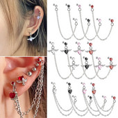 1PC Kirurški čelik CZ Gem Piercing za tragus hrskavicu Cirkon Viseća naušnica s lančićem Nakit za piercing za uho Helix