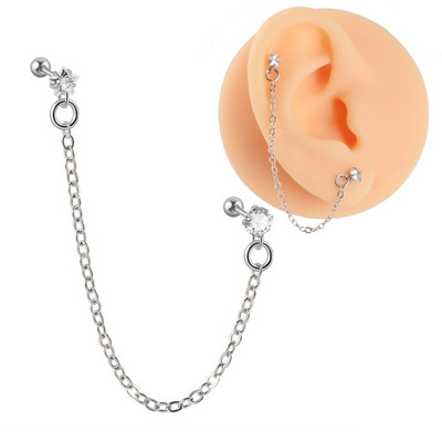 1PC Kirurški čelik CZ Gem Piercing za tragus hrskavicu Cirkon Viseća naušnica s lančićem Nakit za piercing za uho Helix