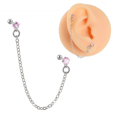 1PC Kirurški čelik CZ Gem Piercing za tragus hrskavicu Cirkon Viseća naušnica s lančićem Nakit za piercing za uho Helix