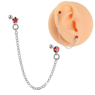1PC Kirurški čelik CZ Gem Piercing za tragus hrskavicu Cirkon Viseća naušnica s lančićem Nakit za piercing za uho Helix