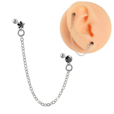 1PC Kirurški čelik CZ Gem Piercing za tragus hrskavicu Cirkon Viseća naušnica s lančićem Nakit za piercing za uho Helix