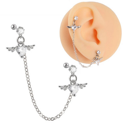 1PC Kirurški čelik CZ Gem Piercing za tragus hrskavicu Cirkon Viseća naušnica s lančićem Nakit za piercing za uho Helix