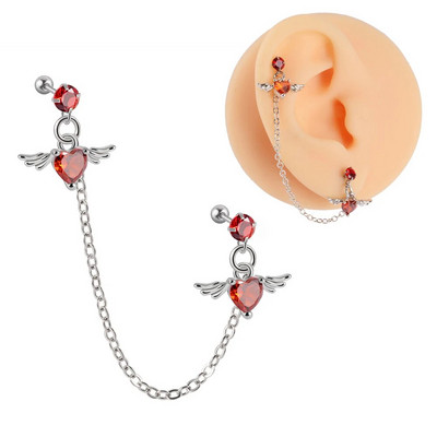 1PC Kirurški čelik CZ Gem Piercing za tragus hrskavicu Cirkon Viseća naušnica s lančićem Nakit za piercing za uho Helix