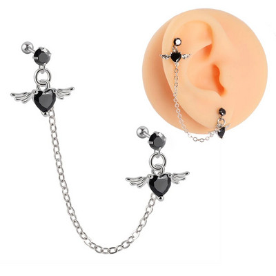 1PC Kirurški čelik CZ Gem Piercing za tragus hrskavicu Cirkon Viseća naušnica s lančićem Nakit za piercing za uho Helix