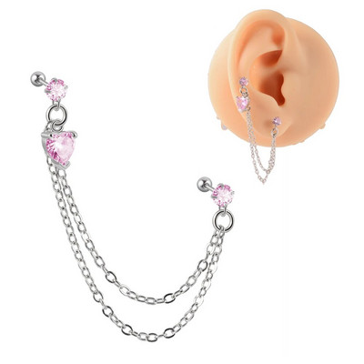 1PC Kirurški čelik CZ Gem Piercing za tragus hrskavicu Cirkon Viseća naušnica s lančićem Nakit za piercing za uho Helix
