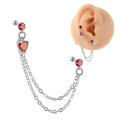 1PC Kirurški čelik CZ Gem Piercing za tragus hrskavicu Cirkon Viseća naušnica s lančićem Nakit za piercing za uho Helix