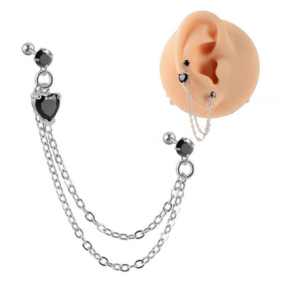 1PC Kirurški čelik CZ Gem Piercing za tragus hrskavicu Cirkon Viseća naušnica s lančićem Nakit za piercing za uho Helix