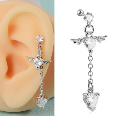 1PC Kirurški čelik CZ Gem Piercing za tragus hrskavicu Cirkon Viseća naušnica s lančićem Nakit za piercing za uho Helix