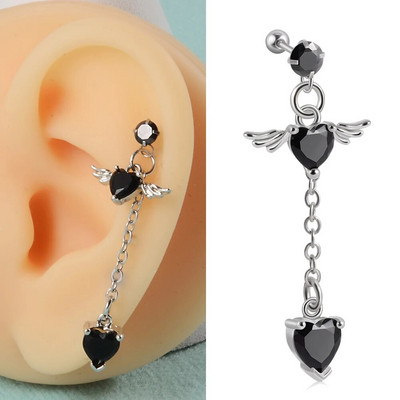 1PC Kirurški čelik CZ Gem Piercing za tragus hrskavicu Cirkon Viseća naušnica s lančićem Nakit za piercing za uho Helix
