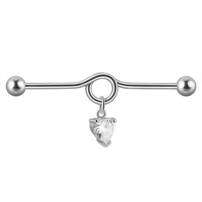 1PC Kirurški čelik CZ Gem Piercing za tragus hrskavicu Cirkon Viseća naušnica s lančićem Nakit za piercing za uho Helix