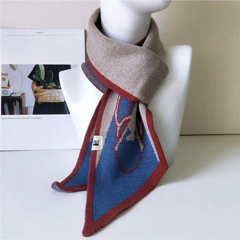 Jauns modes trikotāžas sieviešu kašmira šalle vienkrāsains Wild Small NeckerChief Knitting vilnas šalles Femme rudens ziemai D067