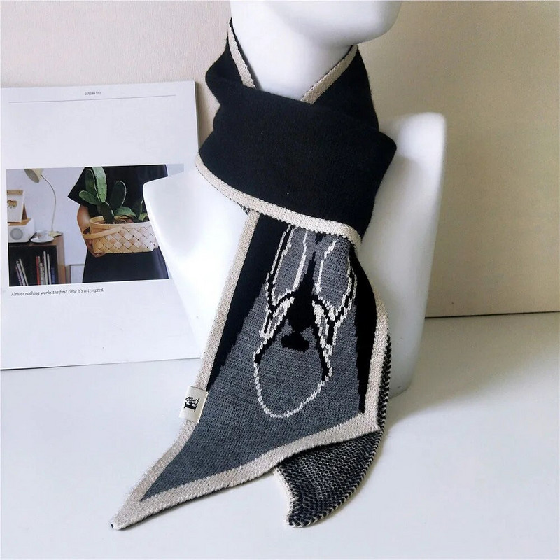 Jauns modes trikotāžas sieviešu kašmira šalle vienkrāsains Wild Small NeckerChief Knitting vilnas šalles Femme rudens ziemai D067