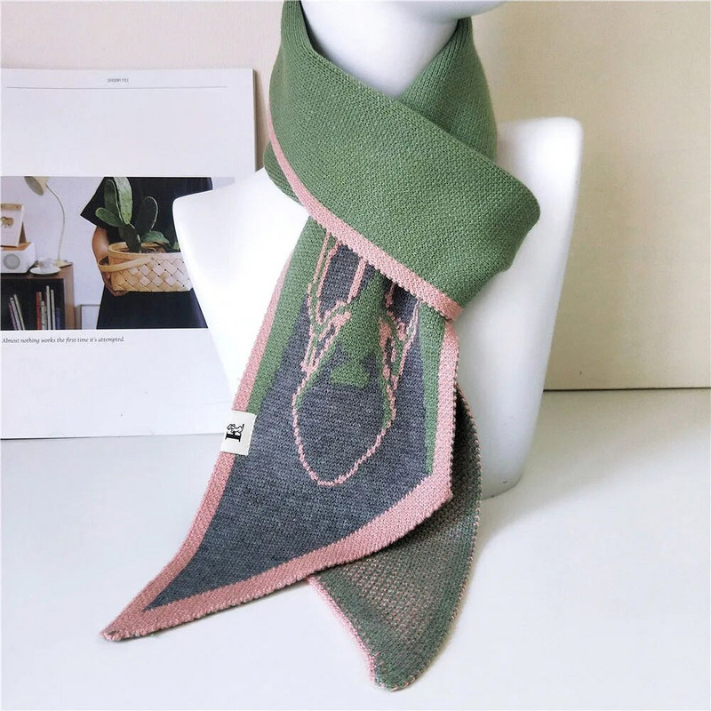 Jauns modes trikotāžas sieviešu kašmira šalle vienkrāsains Wild Small NeckerChief Knitting vilnas šalles Femme rudens ziemai D067