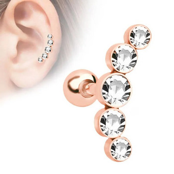 1 ΤΕΜ Crystal Cartilage Piercing Helix Σκουλαρίκι Stud Barbell από ανοξείδωτο ατσάλι Tragus Stud Earrings Cluster Daith Jewelry for Women