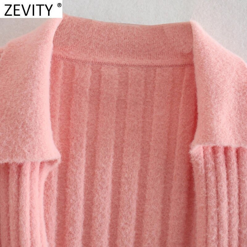 Zevity Ženski slatki dugih rukava s otvorenim prošivanim remenom, kratki pleteni pulover Femme Chic s otvorenim ovratnikom, ležerni kardigan, gornji dio SW800