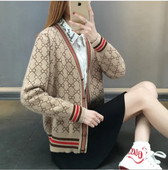 Kardigan Džemper Tkanina Luksuzni kaput Ženski V-izrez i dugmad dugih rukava na rasprodaji Zimska prevelika prozračna rebrasta pletiva