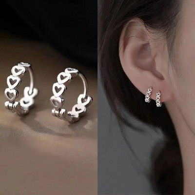 2023 Melnas krāsas ģeometriski sirds formas auskari sievietēm meitenēm modes dobi sirds stīpas auskari rotaslietas aksesuāri