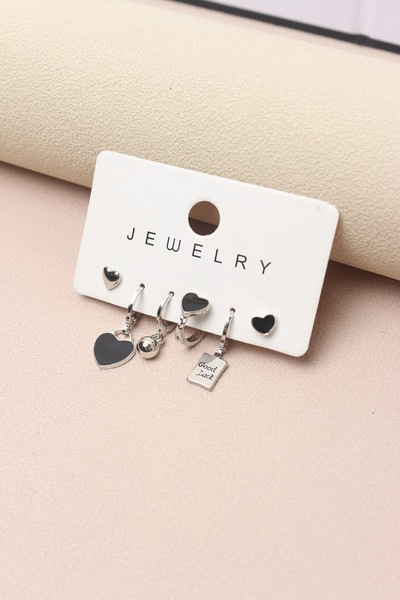 2023 Melnas krāsas ģeometriski sirds formas auskari sievietēm meitenēm modes dobi sirds stīpas auskari rotaslietas aksesuāri