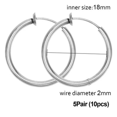 5/1 Ζεύγη από ανοξείδωτο ατσάλι χωρίς τρύπες στο αυτί Κρίκοι κλιπ χωρίς τρύπημα σκουλαρίκι για σκουλαρίκι με κλιπ χωρίς τρύπημα Κατασκευή κοσμημάτων