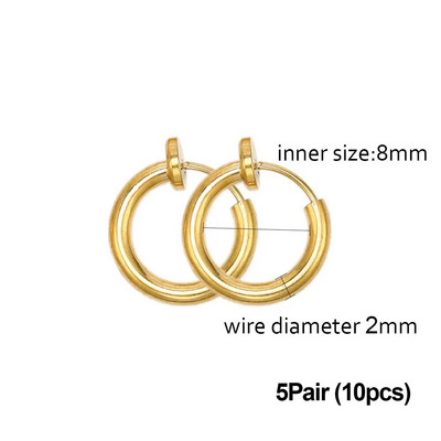 5/1 Ζεύγη από ανοξείδωτο ατσάλι χωρίς τρύπες στο αυτί Κρίκοι κλιπ χωρίς τρύπημα σκουλαρίκι για σκουλαρίκι με κλιπ χωρίς τρύπημα Κατασκευή κοσμημάτων