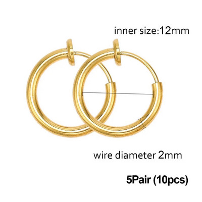 5/1 Ζεύγη από ανοξείδωτο ατσάλι χωρίς τρύπες στο αυτί Κρίκοι κλιπ χωρίς τρύπημα σκουλαρίκι για σκουλαρίκι με κλιπ χωρίς τρύπημα Κατασκευή κοσμημάτων