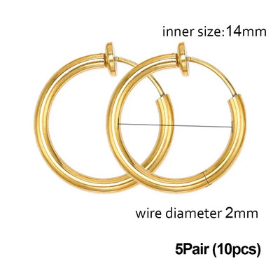 5/1 Ζεύγη από ανοξείδωτο ατσάλι χωρίς τρύπες στο αυτί Κρίκοι κλιπ χωρίς τρύπημα σκουλαρίκι για σκουλαρίκι με κλιπ χωρίς τρύπημα Κατασκευή κοσμημάτων