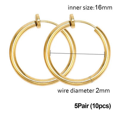 5/1 Ζεύγη από ανοξείδωτο ατσάλι χωρίς τρύπες στο αυτί Κρίκοι κλιπ χωρίς τρύπημα σκουλαρίκι για σκουλαρίκι με κλιπ χωρίς τρύπημα Κατασκευή κοσμημάτων