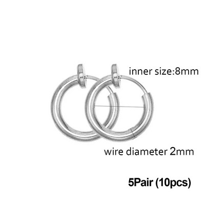 5/1 Ζεύγη από ανοξείδωτο ατσάλι χωρίς τρύπες στο αυτί Κρίκοι κλιπ χωρίς τρύπημα σκουλαρίκι για σκουλαρίκι με κλιπ χωρίς τρύπημα Κατασκευή κοσμημάτων