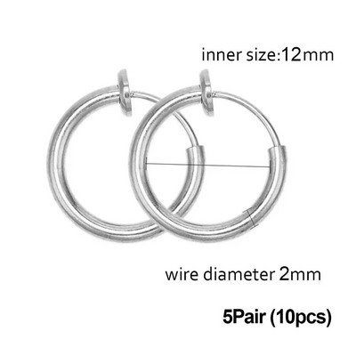 5/1 Ζεύγη από ανοξείδωτο ατσάλι χωρίς τρύπες στο αυτί Κρίκοι κλιπ χωρίς τρύπημα σκουλαρίκι για σκουλαρίκι με κλιπ χωρίς τρύπημα Κατασκευή κοσμημάτων
