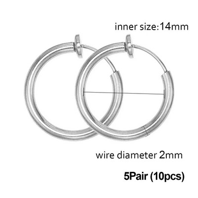 5/1 Ζεύγη από ανοξείδωτο ατσάλι χωρίς τρύπες στο αυτί Κρίκοι κλιπ χωρίς τρύπημα σκουλαρίκι για σκουλαρίκι με κλιπ χωρίς τρύπημα Κατασκευή κοσμημάτων