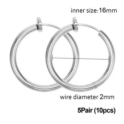 5/1 Ζεύγη από ανοξείδωτο ατσάλι χωρίς τρύπες στο αυτί Κρίκοι κλιπ χωρίς τρύπημα σκουλαρίκι για σκουλαρίκι με κλιπ χωρίς τρύπημα Κατασκευή κοσμημάτων