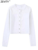 Zevity 2022 új női divatos O nyakú áttetsző toldású kardigán kötő pulóver női elegáns gyémánt gombos kabát felsők CT2755