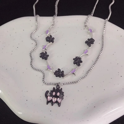 Y2K aksesuāri Modes persiku sirds ūdens pilienu kulonu kaklarota Rozā kristāla Egirl Sweet Cool atslēgas kaula ķēde Estētiskas rotaslietas