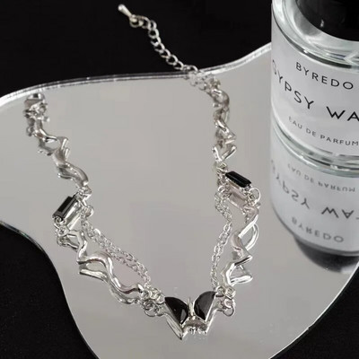 Y2K aksesuāri Modes persiku sirds ūdens pilienu kulonu kaklarota Rozā kristāla Egirl Sweet Cool atslēgas kaula ķēde Estētiskas rotaslietas