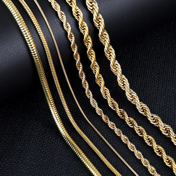 ASON Неокисляеми златни цветни вериги 1-5 мм змийски вериги от неръждаема стомана Колие Усукано въже Бижута Дамски дълги вериги Аксесоари