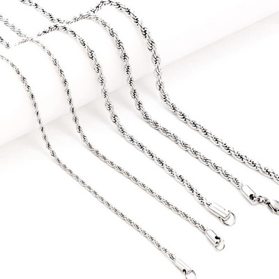 ASON neoksidējamas zelta krāsas ķēdes 1-5 mm nerūsējošā tērauda čūsku ķēdes Kaklarota Twist Rope Rotaslietas Sieviešu garās ķēdes Aksesuāri