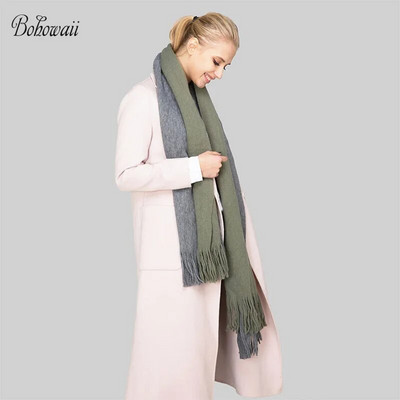BOHOWAII Bufanda Női Téli Kasmír Sálak Divat Patchwork Sál Hosszú Bojt Poncho Feminino Inverno