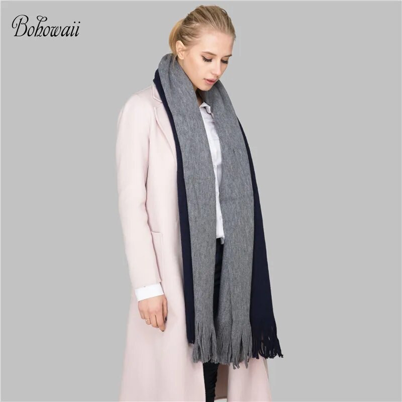 BOHOWAII Bufanda Női Téli Kasmír Sálak Divat Patchwork Sál Hosszú Bojt Poncho Feminino Inverno