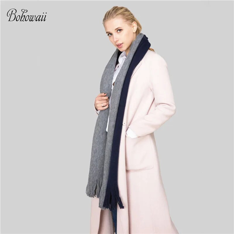 BOHOWAII Bufanda Női Téli Kasmír Sálak Divat Patchwork Sál Hosszú Bojt Poncho Feminino Inverno