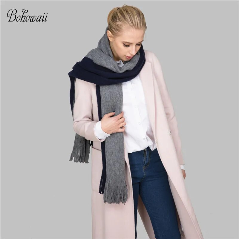 BOHOWAII Bufanda Női Téli Kasmír Sálak Divat Patchwork Sál Hosszú Bojt Poncho Feminino Inverno
