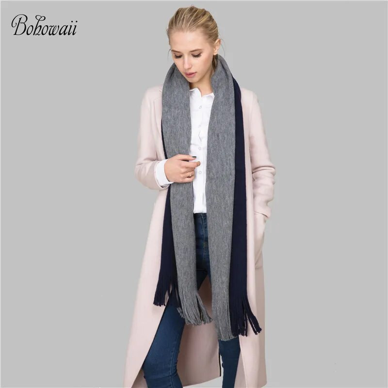 BOHOWAII Bufanda Női Téli Kasmír Sálak Divat Patchwork Sál Hosszú Bojt Poncho Feminino Inverno