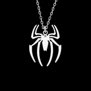 Kpop Fashion Spider μενταγιόν Halloween Στρογγυλή σταυρωτή αλυσίδα Ανδρικά κολιέ Ασημί χρώμα Αλυσίδα λαιμού Gothic Δώρα για ζευγάρια Streetwear