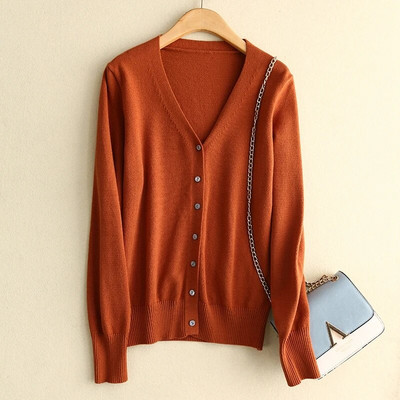 Proljetno-jesenski ženski kardigani s jednorednim kopčanjem, jednobojni pleteni pulover s V-izrezom, uski ženski bijeli kardigani, ležerna gornja odjeća